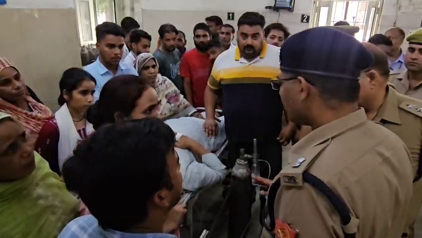 In the police station the inspector locked the complainant in the lockup, Complainant suffered a heart attack, There was a stir in the police department, Victim's father suffered a heart attack.
