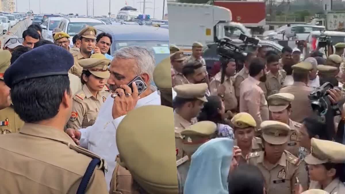 Ghaziabad police stopped SP MPs going to Bareilly, A long jam occurred at the Delhi-Ghazipur border