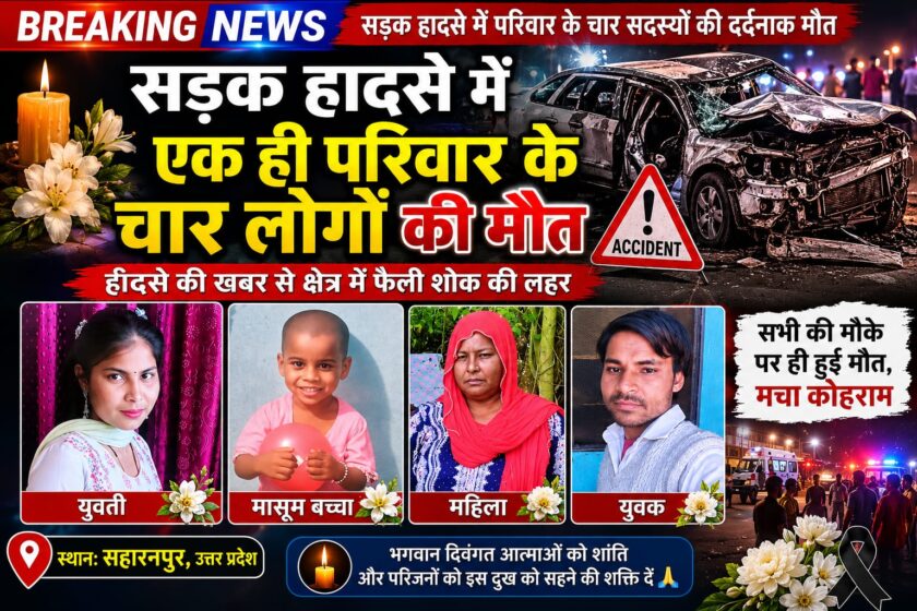 सड़क हादसे ने उजाड़ दिया परिवार, मां, बहन और मासूम बेटी समेत चार की मौत, गांव में पसरा मातम