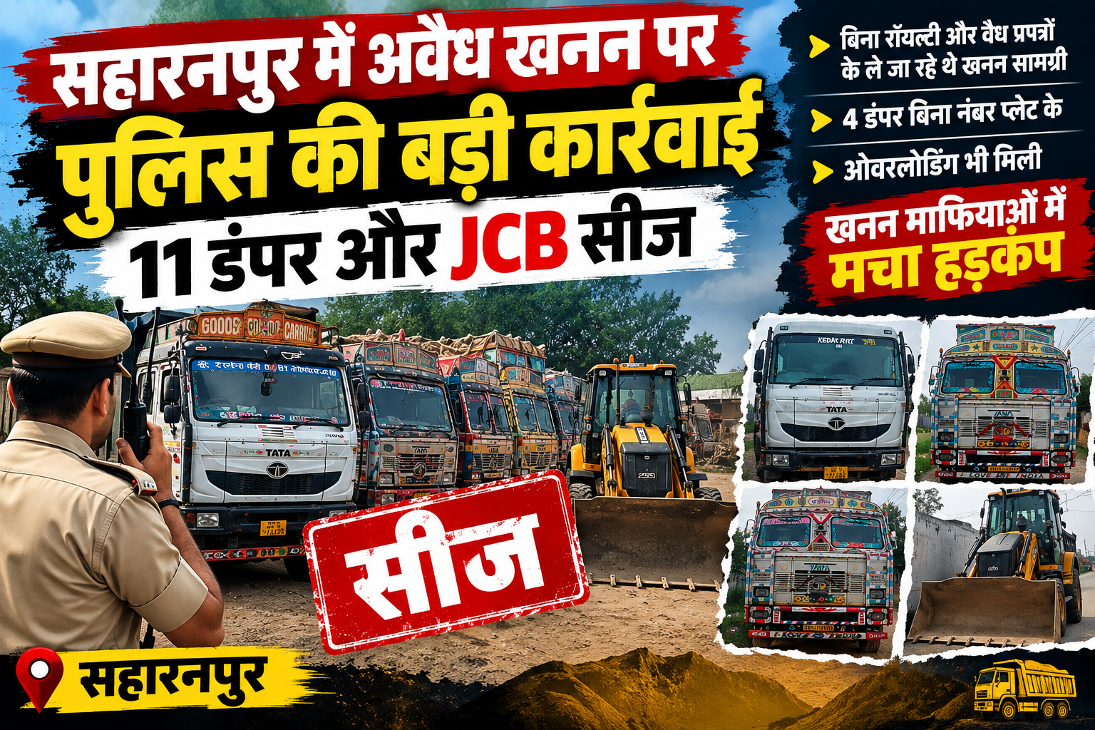 हारनपुर में अवैध खनन पर बड़ी कार्रवाई